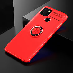 Ultra-thin Silicone Gel Soft Case Cover with Magnetic Finger Ring Stand SD1 for Realme 7i RMX2193 Red