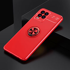 Ultra-thin Silicone Gel Soft Case Cover with Magnetic Finger Ring Stand SD1 for Realme 8 Pro Red