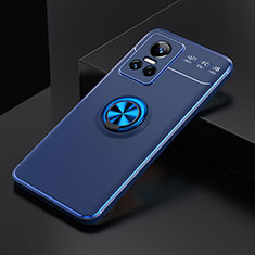 Ultra-thin Silicone Gel Soft Case Cover with Magnetic Finger Ring Stand SD1 for Realme GT Neo3 5G Blue