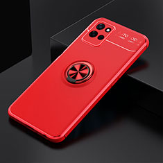 Ultra-thin Silicone Gel Soft Case Cover with Magnetic Finger Ring Stand SD1 for Realme V11s 5G Red