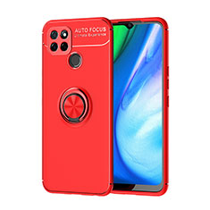Ultra-thin Silicone Gel Soft Case Cover with Magnetic Finger Ring Stand SD1 for Realme V3 5G Red