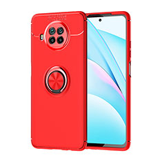 Ultra-thin Silicone Gel Soft Case Cover with Magnetic Finger Ring Stand SD1 for Xiaomi Mi 10T Lite 5G Red