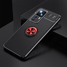 Ultra-thin Silicone Gel Soft Case Cover with Magnetic Finger Ring Stand SD1 for Xiaomi Mi 12T 5G Red and Black
