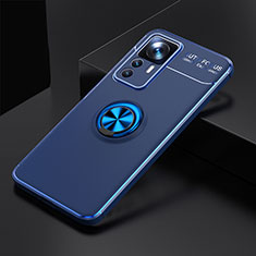 Ultra-thin Silicone Gel Soft Case Cover with Magnetic Finger Ring Stand SD1 for Xiaomi Mi 12T Pro 5G Blue