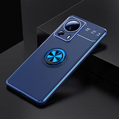 Ultra-thin Silicone Gel Soft Case Cover with Magnetic Finger Ring Stand SD1 for Xiaomi Mi 13 Lite 5G Blue