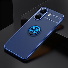 Ultra-thin Silicone Gel Soft Case Cover with Magnetic Finger Ring Stand SD1 for Xiaomi Poco C65 Blue