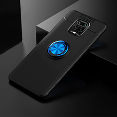Ultra-thin Silicone Gel Soft Case Cover with Magnetic Finger Ring Stand SD1 for Xiaomi Poco M2 Pro Blue and Black