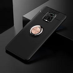 Ultra-thin Silicone Gel Soft Case Cover with Magnetic Finger Ring Stand SD1 for Xiaomi Poco M2 Pro Gold and Black