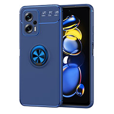 Ultra-thin Silicone Gel Soft Case Cover with Magnetic Finger Ring Stand SD1 for Xiaomi Poco X4 GT 5G Blue