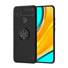 Ultra-thin Silicone Gel Soft Case Cover with Magnetic Finger Ring Stand SD1 for Xiaomi Redmi 9 India Black