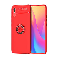Ultra-thin Silicone Gel Soft Case Cover with Magnetic Finger Ring Stand SD1 for Xiaomi Redmi 9A Red