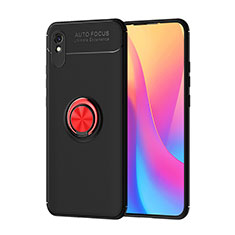 Ultra-thin Silicone Gel Soft Case Cover with Magnetic Finger Ring Stand SD1 for Xiaomi Redmi 9A Red and Black