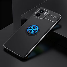 Ultra-thin Silicone Gel Soft Case Cover with Magnetic Finger Ring Stand SD1 for Xiaomi Redmi A1 Blue and Black