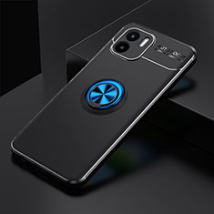 Ultra-thin Silicone Gel Soft Case Cover with Magnetic Finger Ring Stand SD1 for Xiaomi Redmi A2 Blue and Black