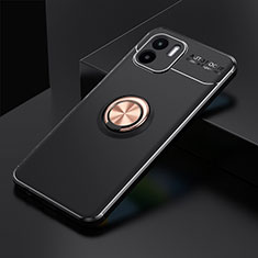 Ultra-thin Silicone Gel Soft Case Cover with Magnetic Finger Ring Stand SD1 for Xiaomi Redmi A2 Gold and Black