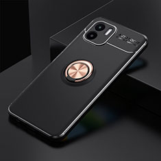 Ultra-thin Silicone Gel Soft Case Cover with Magnetic Finger Ring Stand SD1 for Xiaomi Redmi A2 Plus Gold and Black