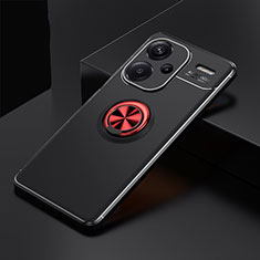 Ultra-thin Silicone Gel Soft Case Cover with Magnetic Finger Ring Stand SD1 for Xiaomi Redmi Note 13 Pro+ Plus 5G Red and Black