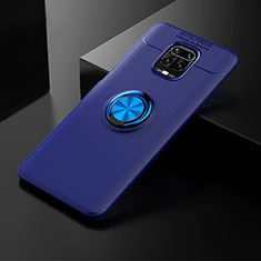 Ultra-thin Silicone Gel Soft Case Cover with Magnetic Finger Ring Stand SD1 for Xiaomi Redmi Note 9 Pro Blue