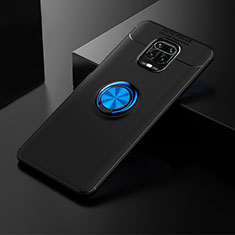 Ultra-thin Silicone Gel Soft Case Cover with Magnetic Finger Ring Stand SD1 for Xiaomi Redmi Note 9 Pro Blue and Black