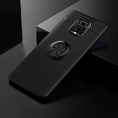 Ultra-thin Silicone Gel Soft Case Cover with Magnetic Finger Ring Stand SD1 for Xiaomi Redmi Note 9 Pro Max Black