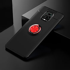 Ultra-thin Silicone Gel Soft Case Cover with Magnetic Finger Ring Stand SD1 for Xiaomi Redmi Note 9 Pro Max Red and Black