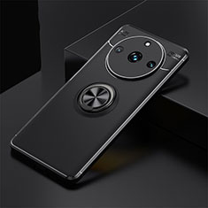 Ultra-thin Silicone Gel Soft Case Cover with Magnetic Finger Ring Stand SD2 for Realme 11 Pro 5G Black