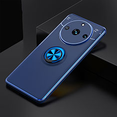 Ultra-thin Silicone Gel Soft Case Cover with Magnetic Finger Ring Stand SD2 for Realme 11 Pro 5G Blue