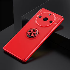 Ultra-thin Silicone Gel Soft Case Cover with Magnetic Finger Ring Stand SD2 for Realme 11 Pro 5G Red