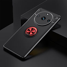 Ultra-thin Silicone Gel Soft Case Cover with Magnetic Finger Ring Stand SD2 for Realme 11 Pro 5G Red and Black