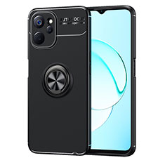 Ultra-thin Silicone Gel Soft Case Cover with Magnetic Finger Ring Stand SD2 for Realme 9i 5G Black