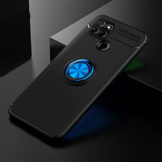 Ultra-thin Silicone Gel Soft Case Cover with Magnetic Finger Ring Stand SD2 for Realme V3 5G Blue and Black