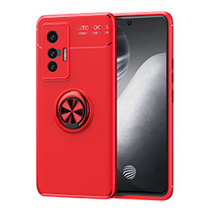 Ultra-thin Silicone Gel Soft Case Cover with Magnetic Finger Ring Stand SD2 for Vivo X70 5G Red