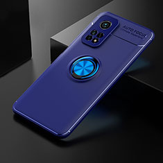 Ultra-thin Silicone Gel Soft Case Cover with Magnetic Finger Ring Stand SD2 for Xiaomi Mi 10T 5G Blue