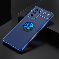 Ultra-thin Silicone Gel Soft Case Cover with Magnetic Finger Ring Stand SD2 for Xiaomi Mi 11i 5G Blue