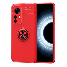 Ultra-thin Silicone Gel Soft Case Cover with Magnetic Finger Ring Stand SD2 for Xiaomi Mi 12T Pro 5G Red