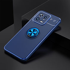 Ultra-thin Silicone Gel Soft Case Cover with Magnetic Finger Ring Stand SD2 for Xiaomi Mi 13 5G Blue