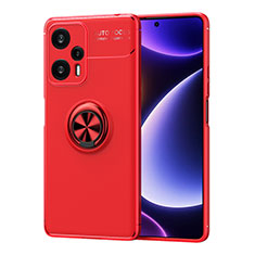 Ultra-thin Silicone Gel Soft Case Cover with Magnetic Finger Ring Stand SD2 for Xiaomi Poco F5 5G Red