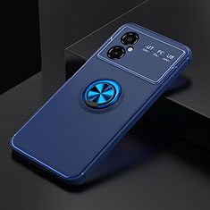 Ultra-thin Silicone Gel Soft Case Cover with Magnetic Finger Ring Stand SD2 for Xiaomi Poco M4 5G Blue