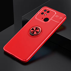 Ultra-thin Silicone Gel Soft Case Cover with Magnetic Finger Ring Stand SD2 for Xiaomi Redmi 10C 4G Red