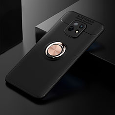 Ultra-thin Silicone Gel Soft Case Cover with Magnetic Finger Ring Stand SD2 for Xiaomi Redmi 10X 5G Gold and Black