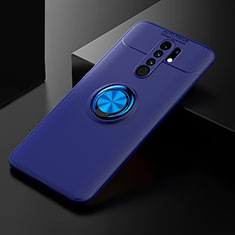 Ultra-thin Silicone Gel Soft Case Cover with Magnetic Finger Ring Stand SD2 for Xiaomi Redmi 9 Blue