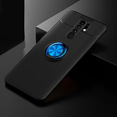 Ultra-thin Silicone Gel Soft Case Cover with Magnetic Finger Ring Stand SD2 for Xiaomi Redmi 9 Blue and Black