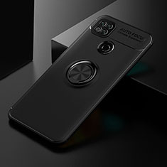 Ultra-thin Silicone Gel Soft Case Cover with Magnetic Finger Ring Stand SD2 for Xiaomi Redmi 9 India Black