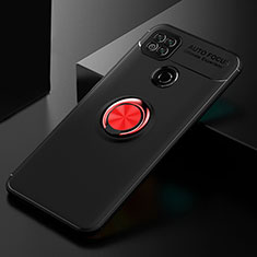 Ultra-thin Silicone Gel Soft Case Cover with Magnetic Finger Ring Stand SD2 for Xiaomi Redmi 9 India Red and Black