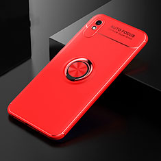 Ultra-thin Silicone Gel Soft Case Cover with Magnetic Finger Ring Stand SD2 for Xiaomi Redmi 9AT Red