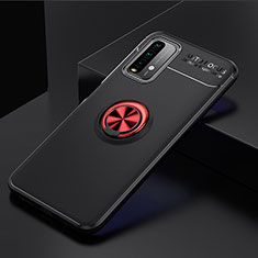 Ultra-thin Silicone Gel Soft Case Cover with Magnetic Finger Ring Stand SD2 for Xiaomi Redmi 9T 4G Red and Black