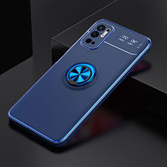 Ultra-thin Silicone Gel Soft Case Cover with Magnetic Finger Ring Stand SD2 for Xiaomi Redmi Note 11 SE 5G Blue
