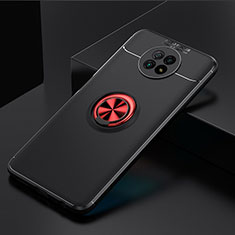 Ultra-thin Silicone Gel Soft Case Cover with Magnetic Finger Ring Stand SD2 for Xiaomi Redmi Note 9 5G Red and Black