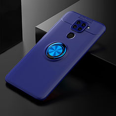 Ultra-thin Silicone Gel Soft Case Cover with Magnetic Finger Ring Stand SD2 for Xiaomi Redmi Note 9 Blue