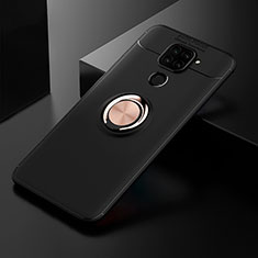 Ultra-thin Silicone Gel Soft Case Cover with Magnetic Finger Ring Stand SD2 for Xiaomi Redmi Note 9 Gold and Black